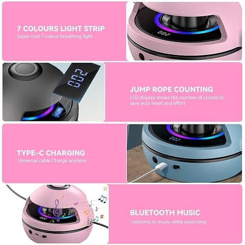 Kinder Smartes Springseil, Automatisches Elektronisches Springseil mit Fernbedienung, 10 Stufen Geschwindigkeit, LED Display Zähler, Bluetooth Musik, Trainingsgerät für Kinder und Erwachsene thumbnail 2