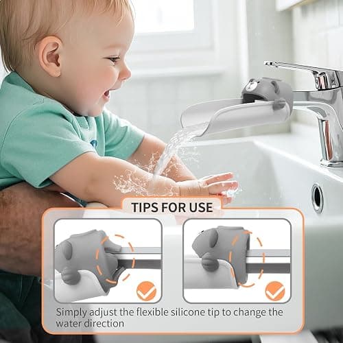 Skyroku Faucet Extender for Toddlers, Sink Extenders with Temperature Sensitive for Kids Hand Washing Sink Faucet Extension,Suitable for Bathroom Sink, Kitchen,Bathtub (Grey) thumbnail 5