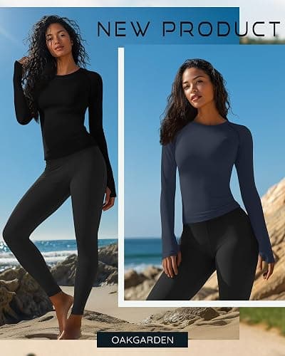 Oakgarden 4 Pack Women's Seamless Workout Shirts Long Sleeve Yoga Athletic Top Thumb Holes Raglan Crewneck Sports Running Tee thumbnail 5