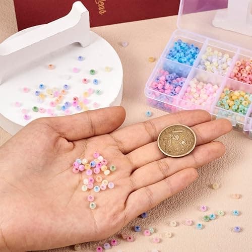 1500Pcs 4mm Lampwork Rondelle Seed Beads 20 Colors Pastel Crystal Pony Beads Bulk for Crafts DIY Friendship Bracelets Earring Beading Jewelry Making Supplies thumbnail 5