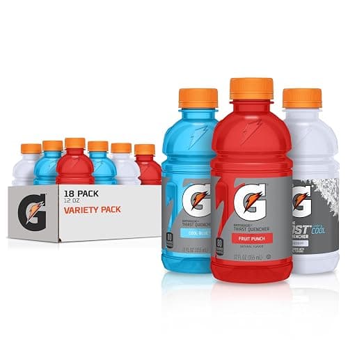 Gatorade Thirst Quencher, Fruit Punch, Glacier Cherry, Cool Blue Variety Pack, 12 Fl Oz (Pack of 18) - Image 1