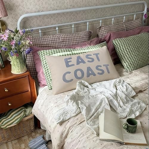 Wheatwin Blue Coastal Throw Pillow Cover 12x20, Coastal Room Decor, Blue Dorm Decor, Coastal Preppy Trendy Retro East Coast Coquette Decor for Girls Room College Sofa Couch thumbnail 6