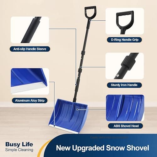 Yocada Snow Shovel for Driveway Home Garage Snow Removal 55 inch Long with D-Grip Handle Aluminum Strip Large Capacity Shovel for Garden Car Camping Outdoor thumbnail 4