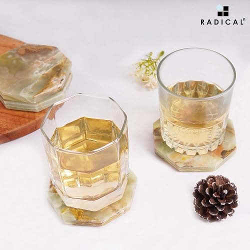 Radicaln Marble Coasters Star 3.5" Inches Green Onyx Handmade Marble Drink Coasters for Home and Kitchen, Drink Coaster Set of 6, Ideal Coaster Plates for Christmas Decor thumbnail 5