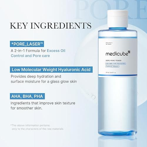medicube Zero Pore Toner I Exfoliating & Hydrating Blue Bottle Water Toner with AHA, BHA, PHA, Niacinamide, and Panthenol | Korean Skin Care for Pores, Texture, and Moisture Care (8.45 fl. oz.) thumbnail 3