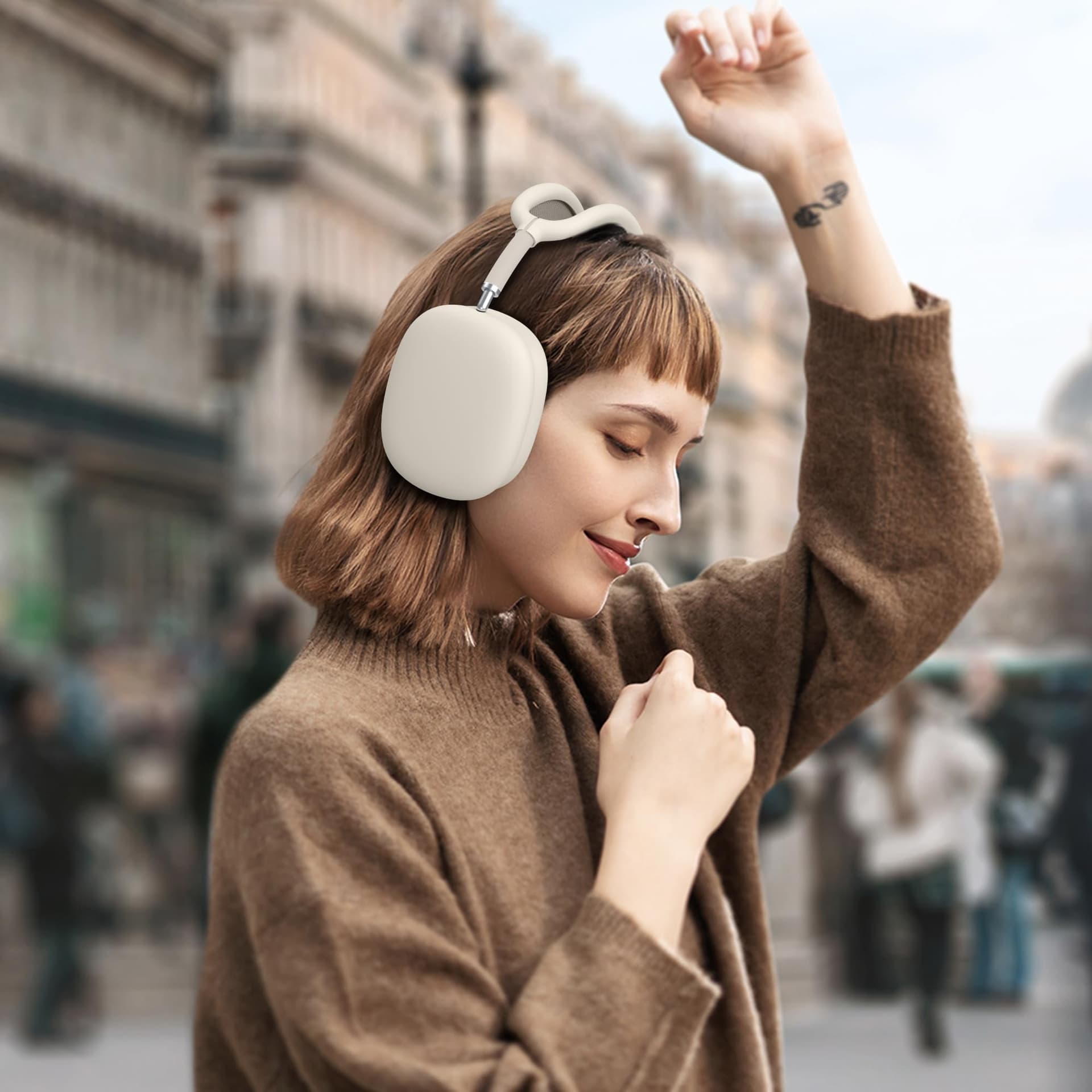 Silicone Cover for AirPods Max Headphones 2024, Soft Silicone & Anti-Scratch Protective Ear Cups Case/Ear Pad Cases/Headband Cover for Apple AirPods Max (Starlight) - Starlight thumbnail 6