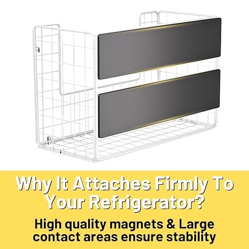 Ofiray-home Magnetic Fridge Shelf, Fruit Potato & Onion Storage Bins, Pantry Organizers, Large Container Basket for Refrigerator, Kitchen Counter, Cabinet (2, White) thumbnail 4
