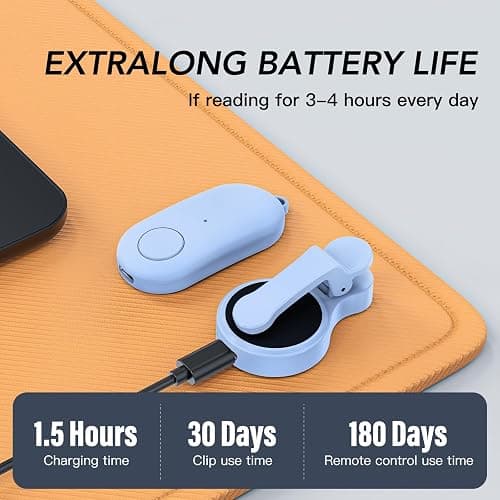 Remote Control Page Turner for Kindle Paperwhite Oasis Kobo eReaders,Kindle Clicker Page Turner Accessories for iPhone,iPad, Android Tablets Reading Novels,Video Record&Shutter Selfie (Blue) thumbnail 5