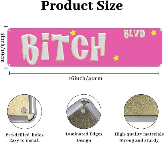 Pink Room Decor Aesthetic Y2k Dorm Room Decor Retro Home Funny Unique House Decoration Cool Dark Bar Signs 4×16 Inches thumbnail 3