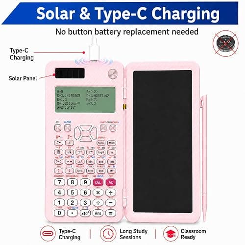 iPepul Scientific Calculators with Notepad for Students，552 Functions | Type-C Rechargeable Solar Math Calculator, 5-Line Display，School Supplies for Middle School, High School & College Students thumbnail 4