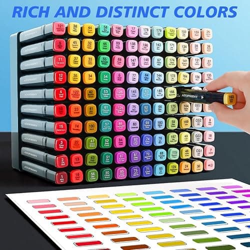 ATOPSHINY Alcohol Markers 262 Colors Drawing Pens Set Dual Tip Permanent Art Markers for Kids and Adult Gifts -262 Black shell Refillable thumbnail 4