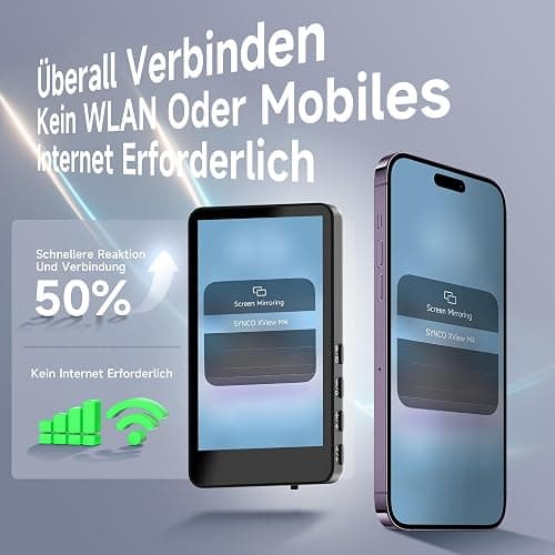 SYNCO XView Handy Selfie Monitor, Magnetischer Smartphone Vlog Bildschirm für iPhone & Android Rückkamera Kabellos 50M 3H Akku, mit Lautsprecher für TikTok YouTube Livestream (Schwarz) thumbnail 4