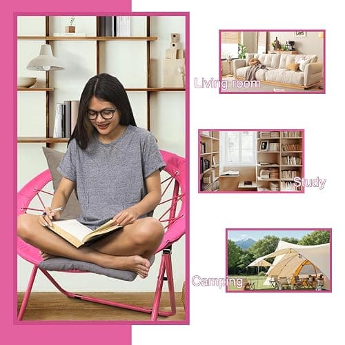 CAMP SOLUTIONS Bungee Chair Portable Foldable, Dish Chair Bunjo Game Chair for Outdoor and Indoor and Camping and BBQ (Pink) thumbnail 7