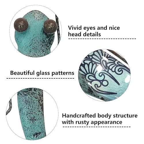LIFFY Glass Metal Dragonfly Wall Decor Pair - Outdoor Wall Art for Garden and Home - Hanging Decor Gifts for Women, Light Blue thumbnail 5