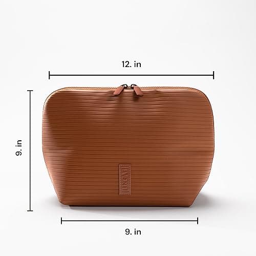THE VERTI-Vertical Waterproof Makeup & Toiletry Bag | 23-Pocket Organizer with Upright, Fold-Down Design for Skincare, Toiletries & Essentials (Mahogany) thumbnail 3