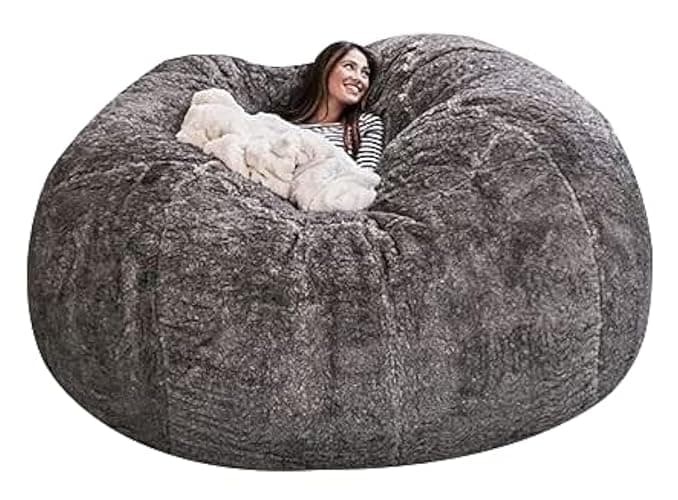 Bean Bag,Big Huge Giant Bean Bag Chair for Adults, (No Filler) Bean Bag Chair for Adults Kids Comfy Fluffy Giant Round Beanbag Lazy Sofa Cover- Machine Washable Covers, Double Stitched Seams