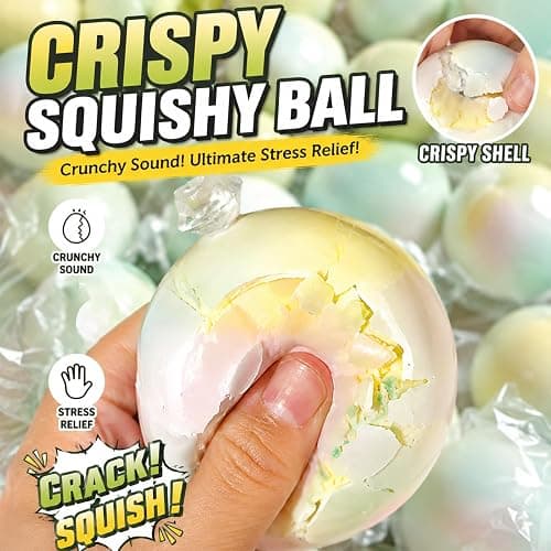 Crunchy Squishy ASMR Toy, Slow Rising Squishy Ball for Adults, Stress Relief & Anxiety Relief Sensory Toy, Crispy Crunchy Fidget Toy, Soft Squeeze ASMR Squishy Gift for Teens and Adults thumbnail 3