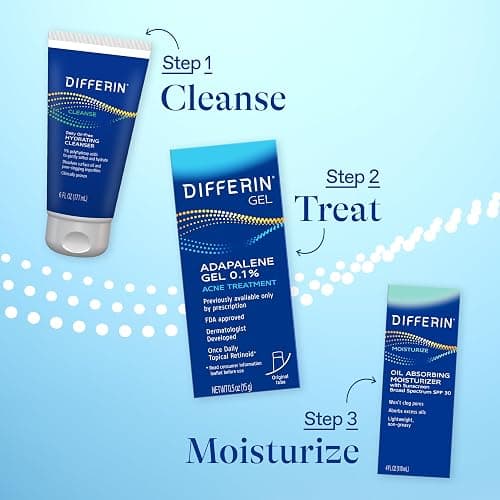 Differin Acne Treatment Gel, 30 Day Supply, Retinoid Treatment for Face with 0.1% Adapalene, Gentle Skin Care for Acne Prone Sensitive Skin, 15g Tube (Packaging May Vary) thumbnail 5