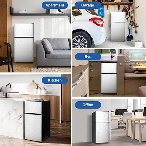 Cucina Magica Mini Fridge with Freezer, 3.2 cuft Small Refrigerator, 7 Adjustable Thermostat, Energy Saving, Low Noise, Double Door Compact Refrigerator for Dorm, Bedroom, Office - Silver thumbnail 7