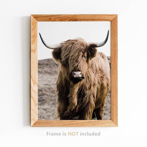 Vintage Cute Cow Wall Art Cow Horse Decor Farmhouse Wall Decor Rustic Nature Western Boho Neutral Country Art Print Painting for Home Office Bedroom Bathroom Living Room, 8x10" 6Pcs, Unframed thumbnail 4