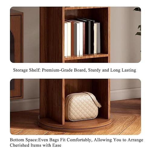 360º Swivel Full Length Mirror with 4-Tier Bookcase, Rotating Mirror with Shelves, 66.1×15.7in Full Body Standing Mirrors and Storage Rack for Bedroom, Living Room thumbnail 7