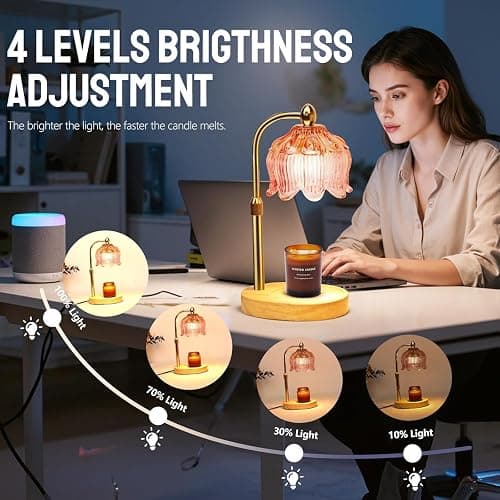 paryou Chauffe-bougie électrique avec minuteur - Hauteur réglable - Intensité variable - Avec 2 ampoules - Pour la décoration de la maison et du bureau thumbnail 5