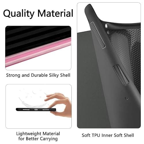 TopPerfekt Case for iPad 11th (A16) 11-inch 2025 / 10th Generation 10.9-inch 2022, Striped Cute Girly Collegiate Style Case with Pencil Holder for Kids, Boys, Girls, Anti-Slip, Anti-Shock - Pink thumbnail 5