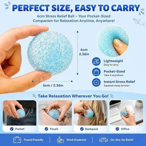 Crunchy Squishy ASMR Stress Ball, Ice Skin Squishy Toys, Hand Strengthening Devices with Different Resistance Levels for Finger Forearm Wrist Exercise Stress Relief (Blue) thumbnail 2