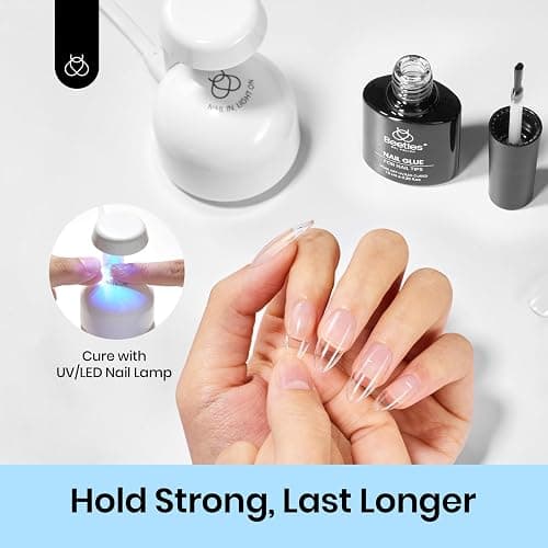 beetles Gel Polish 9 in 1 Gel Nail Glue for Clear Acrylic Nails Tips, Long Lasting Super Strong Brush Nail Glue for Fake Nails, Base Blooming Nail Gel, New Safe Formula, U V Light Cure thumbnail 3