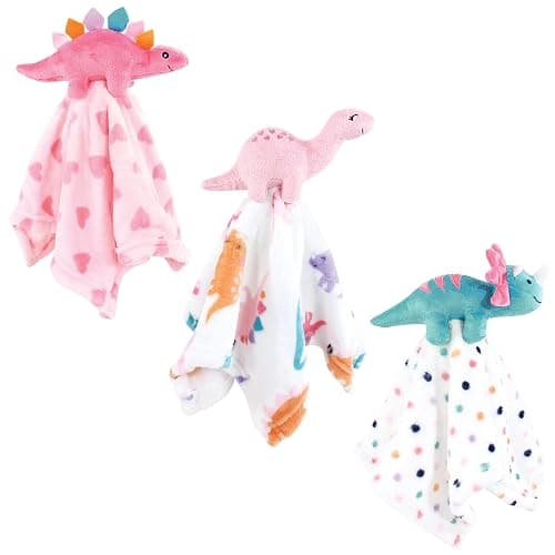 Hudson Baby Unisex Baby Animal Face Security Blanket, Cute-A-Saurus 3-Pack, One Size - Image 1