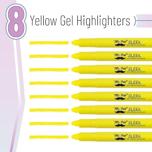 Mr. Pen- No Bleed Gel Bible Highlighters, Yellow, Pack of 8 thumbnail 3
