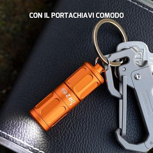 OLIGHT i1R2 Pro EOS Mini Torcia 180 Lumen Portachiavi Torcia USB Ricaricabile Luminosa, IPX8 Impermeabile 2M Protezione Anticaduta Piccola per Campeggio All'aperto (Arancia) thumbnail 6