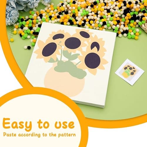 Veroave Pom Pom Painting Art Kit for Adults, Perfect Pompom Painting Kit, Colorful Pom Poms and Supplies Included, Pom Pom Paintings on Paint Canvas(Sunflower) thumbnail 5