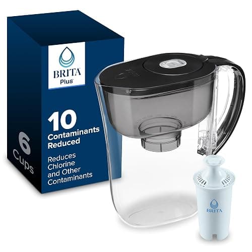 Brita Small 6 Cup Water Filter Pitcher, 1 BritaPlus Filter, Metro, Black (Package May Vary) - Image 1
