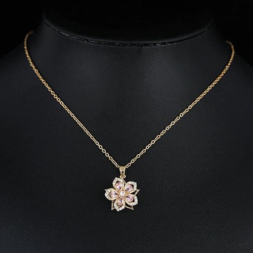 YZYDF Rotating Bauhinia Zircon Flower Pendant Collarbone Chain Temperament Simple Neck Chain Adjustable Copper Chain Necklace thumbnail 6