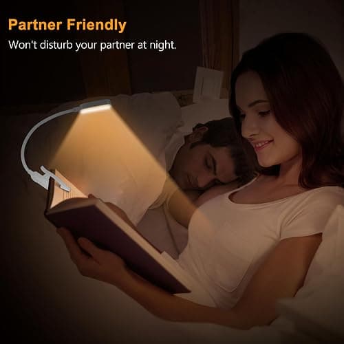 Gritin Lampe de Lecture 16 LED, Liseuse Lampe Clip Rechargeable, Gradation Progressive, 3 Modes de Protection des Yeux (Blanc/Ambre/Mixte), 360°Cou Flexible pour Lire au Lit,Blanc thumbnail 7