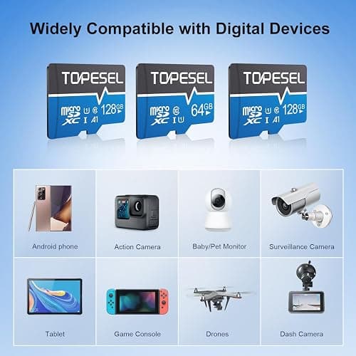 TOPESEL 128GB Micro SD Card 2 Pack Memory Cards UHS-I TF Card Class 10 for Camera/Phone/Galaxy/Drone/Dash Cam/GOPRO/Tablet/PC/Computer (2 Pack U1 128GB) thumbnail 7