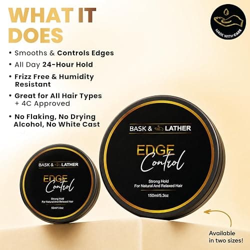 BASK & LATHER | Edge Control Gel for Natural & 4C Hair, Strong Hold, 5.3 oz thumbnail 3