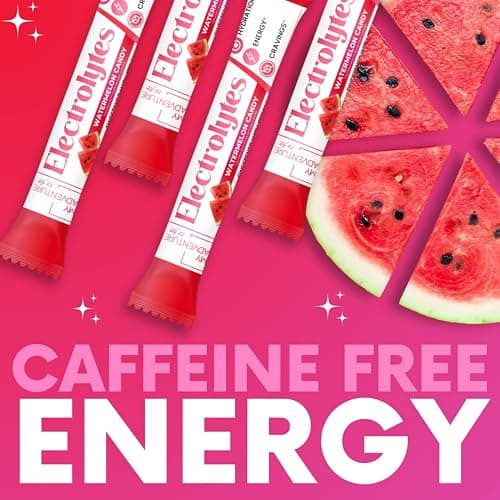 Zero Sugar Watermelon Candy Electrolytes Powder Packets (30 Pack) - All Natural Ingredients, Caffeine Free Energy for Refreshing Hydration - Vegan, Keto, Paleo Sugar Free Electrolytes Powder No Sugar thumbnail 6