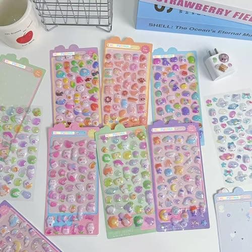 3D Cute Mini Puffy Stickers,10 Sheets 500+Kawaii Air Decorative Stickers HEYFUMMAI for Phone Case Or DIY Planners Notebooks Scrapbooks Handbooks Decoration ﻿ thumbnail 2