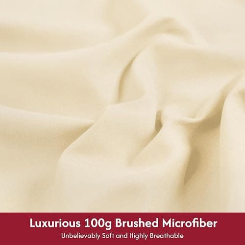 LONAVA Twin Size Sheet Set - 4 Piece Hotel Luxury Wrinkle-Free Microfiber Sheet, Oeko-TEX Certified, Breathable & Elastic, 16" Deep Pockets, Cream thumbnail 2