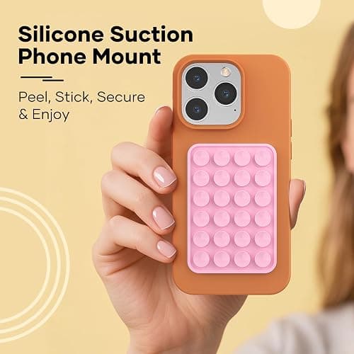 Silicone Phone Sticky Grip, Suction Phone Case Mount for iPhone and Android, Hands-Free Sticky Cell Phone Grip, Mobile Fidget Mirror Holder for Selfies and Videos thumbnail 2