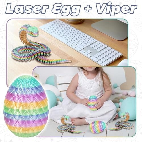3D Printed Rainbow-Color Snake Eggs with Snake Inside Decor Executive Desk Home Office thumbnail 4