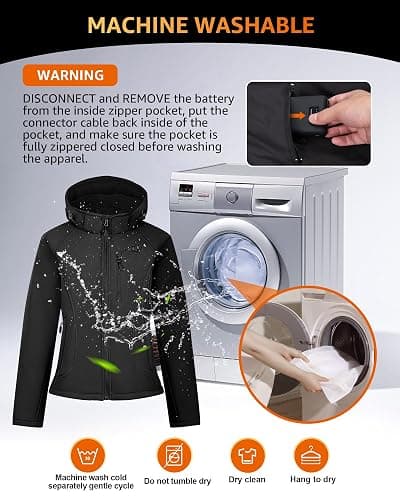 LOFINIMO Heated Jackets for Women with Battery Pack Included, Softshell Womens Heated Jacket with Adjustable＆Detachable Hood thumbnail 7
