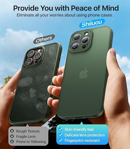 Shiiuou Shockproof for iPhone 13 Pro Case, [Camera Protection] [Military-Grade Drop Protection] Protective Anti-Yellow Slim Translucent Skin-Friendly for iPhone 13 Pro Phone Case, Forest Green thumbnail 7