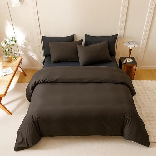 KAREVER Dark Brown Comforter Set Queen Size Deep Brown Bedding Set 3 PCs Deep Coffee Color Comforter Set Fluffy Blanket Queen Size thumbnail 6