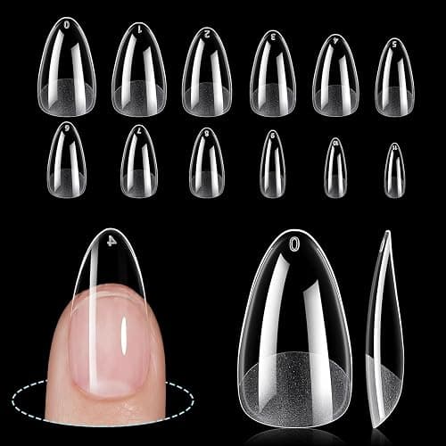 Curvlife Soft Gel X Nails Tips Acrilic Full Cover Nails 500pcs Clear Almond Press On Nails Salon Diy Nails At Home (Clear Frosted-teardrop-shaped, 500pcs) thumbnail 5