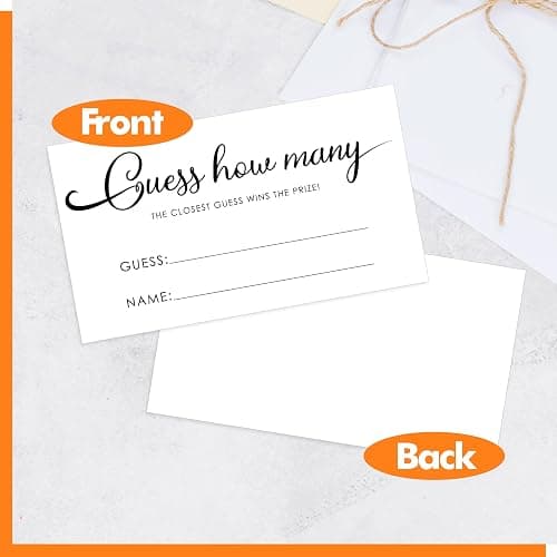 Gethelud 60 PCS Guess How Many Game Cards, Baby Shower Jar Guessing Tickets Game for Guests Bridal Shower, Birthday Party (3.5” x 2”) thumbnail 5