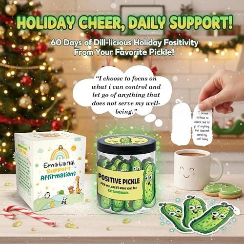 60 Positive Pickle Cards Jar, Stocking Stuffers, Xmas Christmas White Elephant Gifts For Teenage, Women, Adults, Mom, Teachers, Sisters, Friends, Teen Girl Gifts Trendy Stuff thumbnail 2