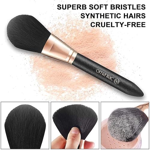 OMANIAC Professional Makeup Brushes Set (12Pcs), Pearl Flash Handles, Comfortable to Hold and Easy to Use. Black Travel Make up Brushes Set with Case thumbnail 3